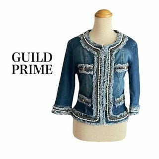 ギルドプライム(GUILD PRIME)のギルドプライム　デニムジャケット　パール　フリンジ　ノーカラー　7分袖(Gジャン/デニムジャケット)