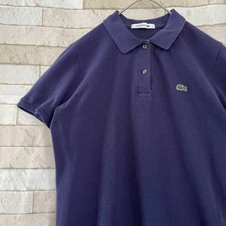 ラコステ(LACOSTE)のLACOSTE ラコステ ポロシャツ 半袖 刺繍ロゴ ネイビー M(ポロシャツ)