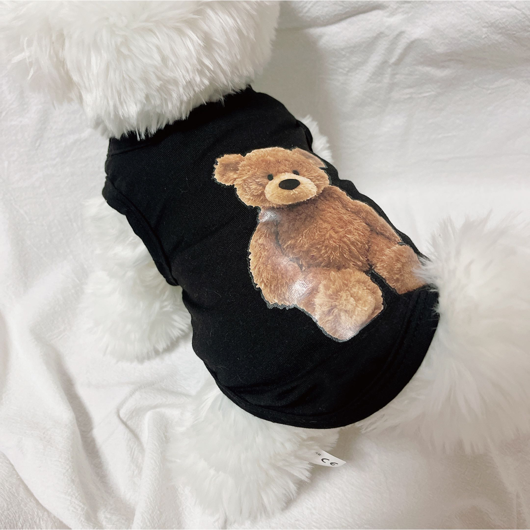 犬服猫服　ペット服　ペットウェア　ドッグウェア　ブラック熊②Mサイズ ハンドメイドのペット(ペット服/アクセサリー)の商品写真