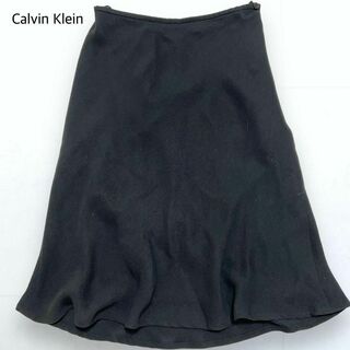 カルバンクライン(Calvin Klein)の美品＊Calvin Klein ペプラム スカート 膝丈 フレア ブラック 4(ひざ丈スカート)