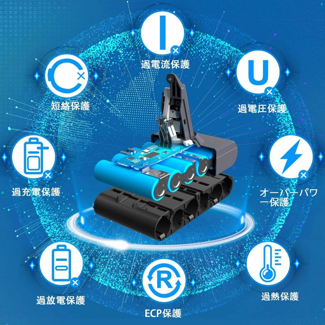  ダイソン V6 互換バッテリー 交換用フィルター付き ダイソン  管09I4 スマホ/家電/カメラの生活家電(掃除機)の商品写真