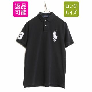 ラルフローレン(Ralph Lauren)のビックポニー ラルフローレン 鹿の子 半袖 ポロシャツ メンズ L 古着  ポロ 半袖シャツ カスタム スリムフィット コットン ワンポイント 黒(ポロシャツ)