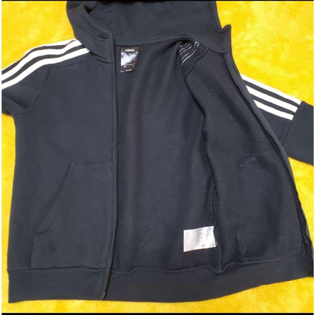 adidas(アディダス)のadidas☆Kids フルジップパーカー(黒×白・130) キッズ/ベビー/マタニティのキッズ服男の子用(90cm~)(ジャケット/上着)の商品写真