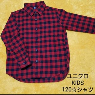 ユニクロ(UNIQLO)のユニクロ☆KIDS 黒×赤チェック シャツ(綿100%)(Tシャツ/カットソー)