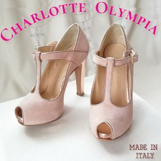 シャルロットオリンピア(Charlotte Olympia)の『シャーロットオリンピア』オープントゥ Tストラップ/本革 パンプス/34(ハイヒール/パンプス)