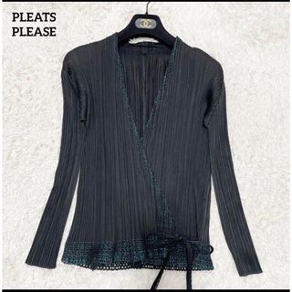 PLEATS PLEASE ISSEY MIYAKE - プリーツプリーズ イッセイミヤケ　カシュクール カーディガン　羽織り　レース