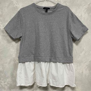 美品 Forever21 フォーエバー21 カットソー グレー フリル Tシャツ