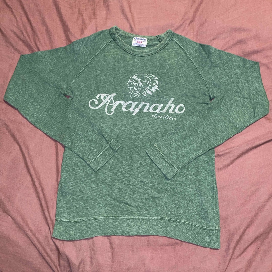 USA アメカジ インディアン プリント カレッジ スウェット カットソー  緑 メンズのトップス(Tシャツ/カットソー(七分/長袖))の商品写真