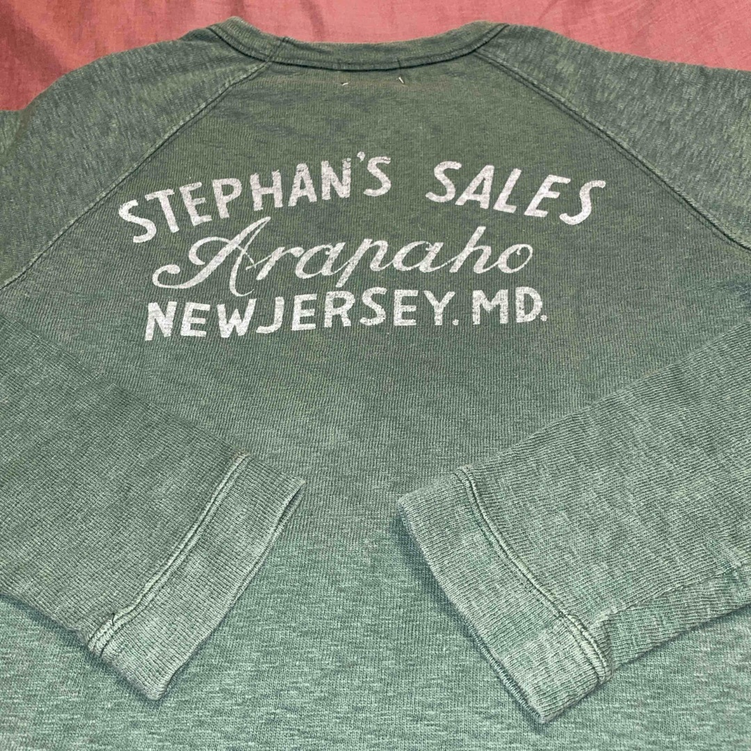 USA アメカジ インディアン プリント カレッジ スウェット カットソー  緑 メンズのトップス(Tシャツ/カットソー(七分/長袖))の商品写真