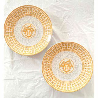 エルメス(Hermes)の【2枚セット】エルメス モザイク ヴァンキャトル  皿 ゴールド プレート(食器)