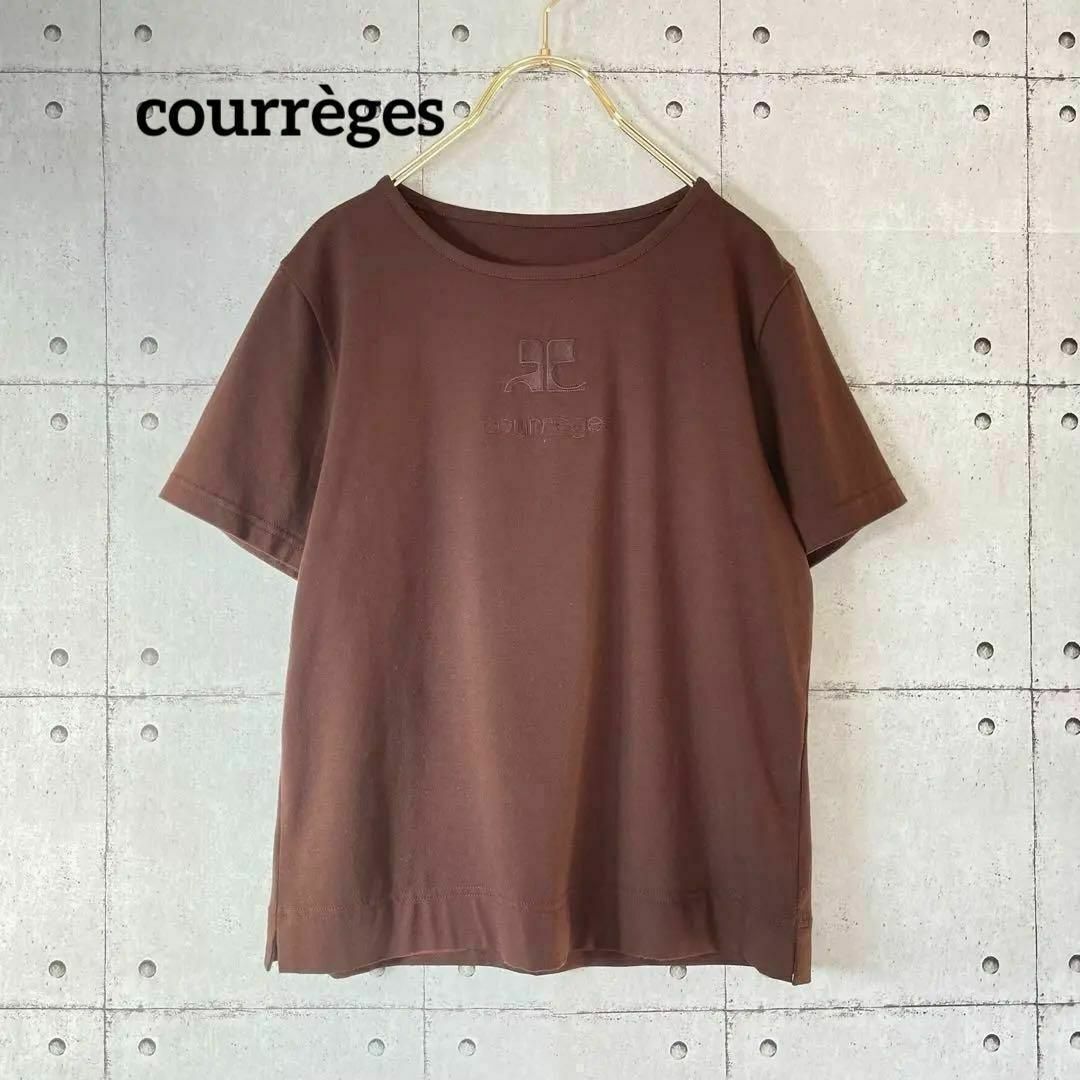 Courreges(クレージュ)の★27 クレージュ Tシャツ ロゴ刺繍 ブラウン系 M9号 レディースのトップス(Tシャツ(半袖/袖なし))の商品写真