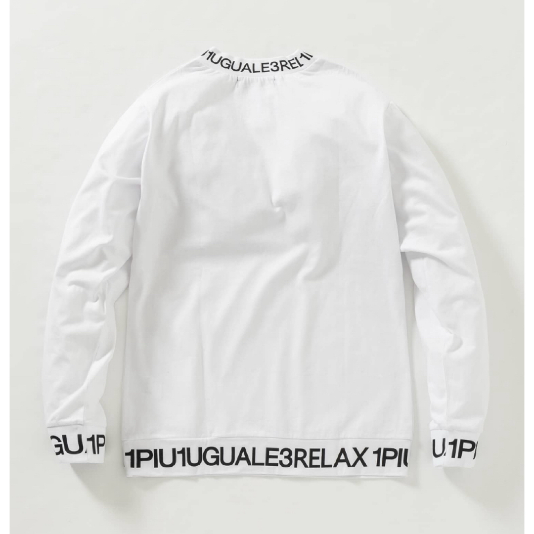 1piu1uguale3(ウノピゥウノウグァーレトレ)の【1PIU1UGUALE3 RELAX】ネックロゴロングTシャツ/WHITE メンズのトップス(Tシャツ/カットソー(七分/長袖))の商品写真