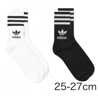 オリジナルス(Originals（adidas）)の新品　アディダス　25-27cm ソリッド　ミッドクルーソックス　白黒2足セット(ソックス)