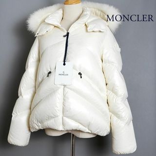 モンクレール(MONCLER)の美品 モンクレール ANGLAIS ファー付 14Aサイズ 白 国内正規品(ダウンジャケット)