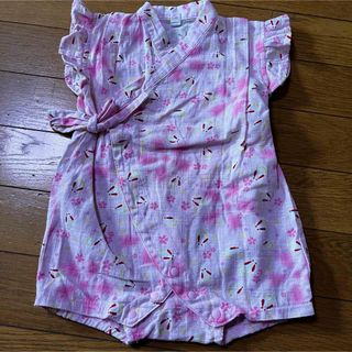 baiya70甚平女の子ピンクうさぎフリル夏祭り浴衣美品ガールズベビー子供(甚平/浴衣)