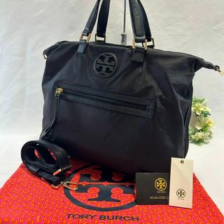 トリーバーチ(Tory Burch)の【美品】トリーバーチ 2way ショルダーバッグ 黒 レザー×ナイロン 肩掛け(ショルダーバッグ)