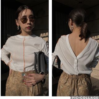 アメリヴィンテージ(Ameri VINTAGE)の美品 日本製 AMERI 2WAY PIPING RIB CARDIGAN(カットソー(長袖/七分))