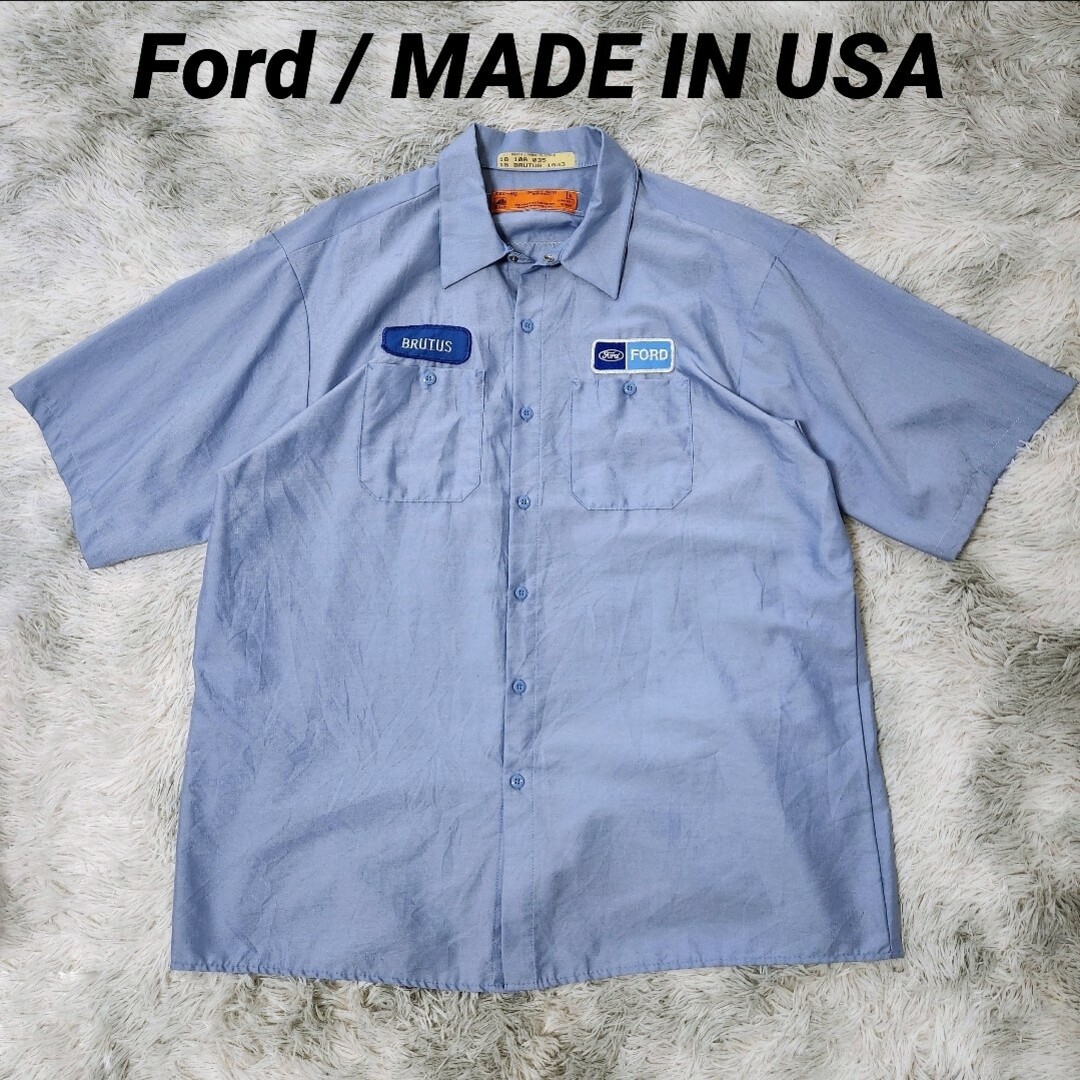 carhartt(カーハート)のUSA製 Ford フォード ワークシャツ 半袖シャツ 水色スカイブルー メンズのトップス(シャツ)の商品写真