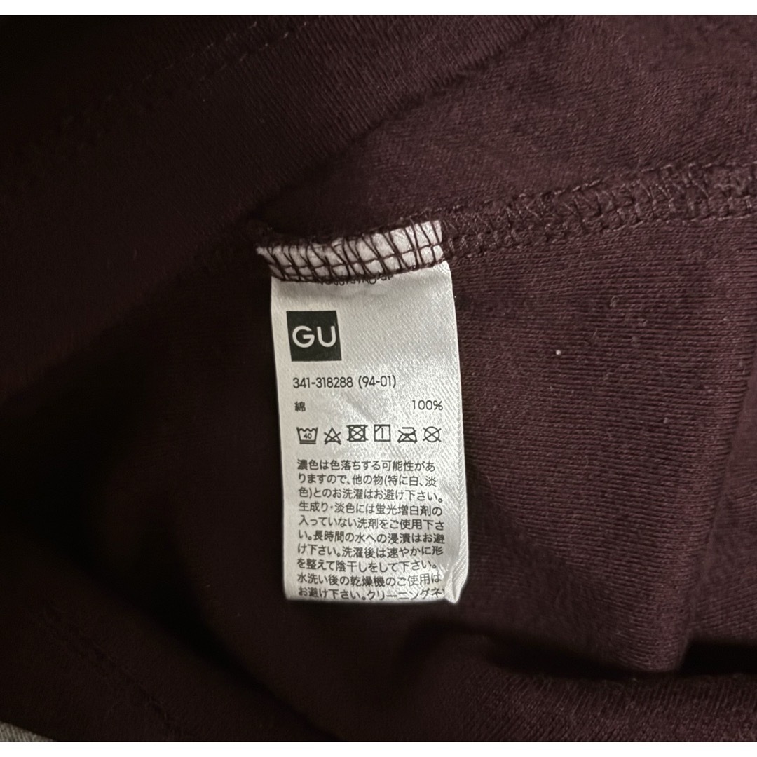 GU(ジーユー)のGU ジーユー　 ソフトコットンモックネックT 長袖　 XLサイズ ワイン レディースのトップス(Tシャツ(長袖/七分))の商品写真