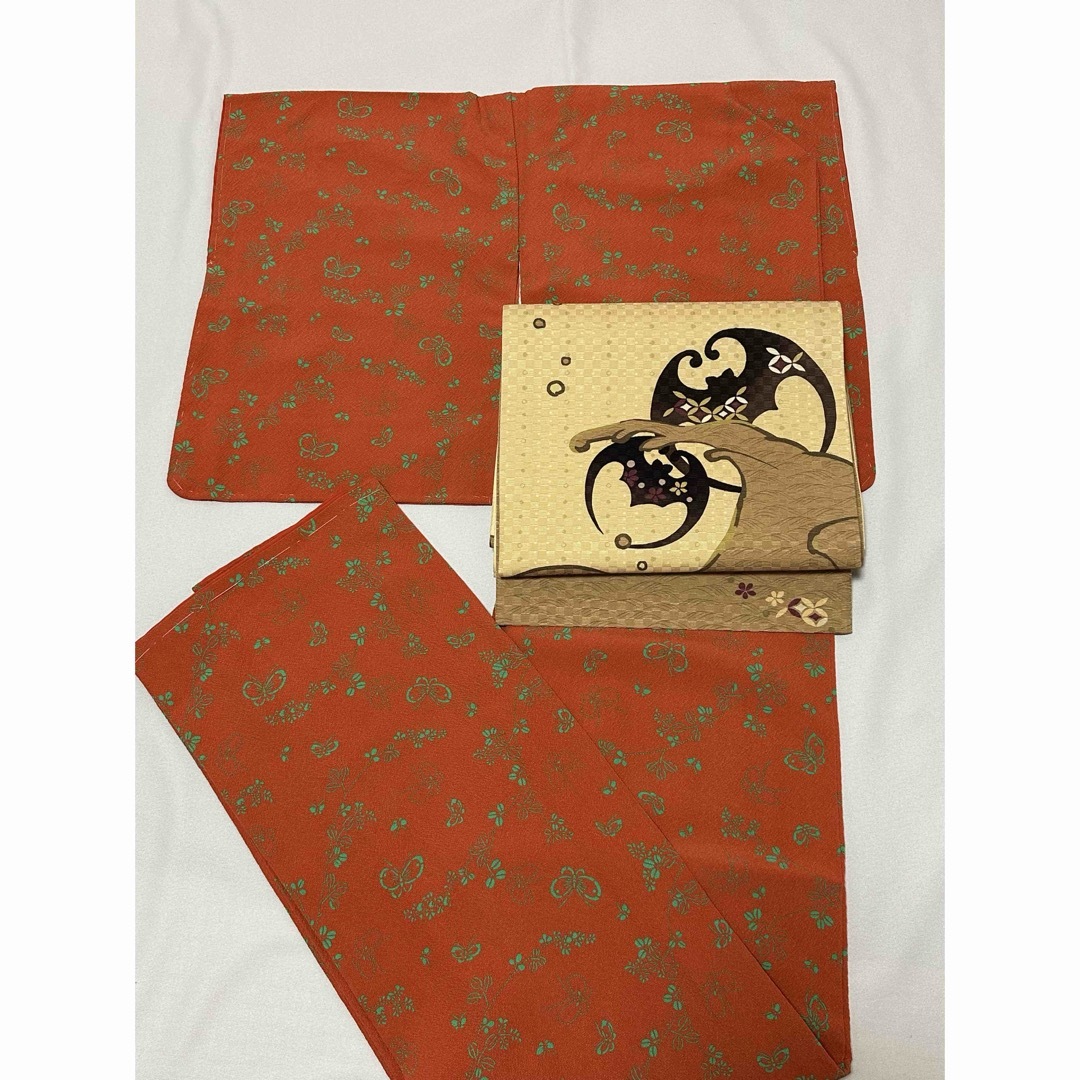 【未使用】ジュサブロー　小紋　正絹　159cm 着物　あわせ　蝶々 レディースの水着/浴衣(着物)の商品写真