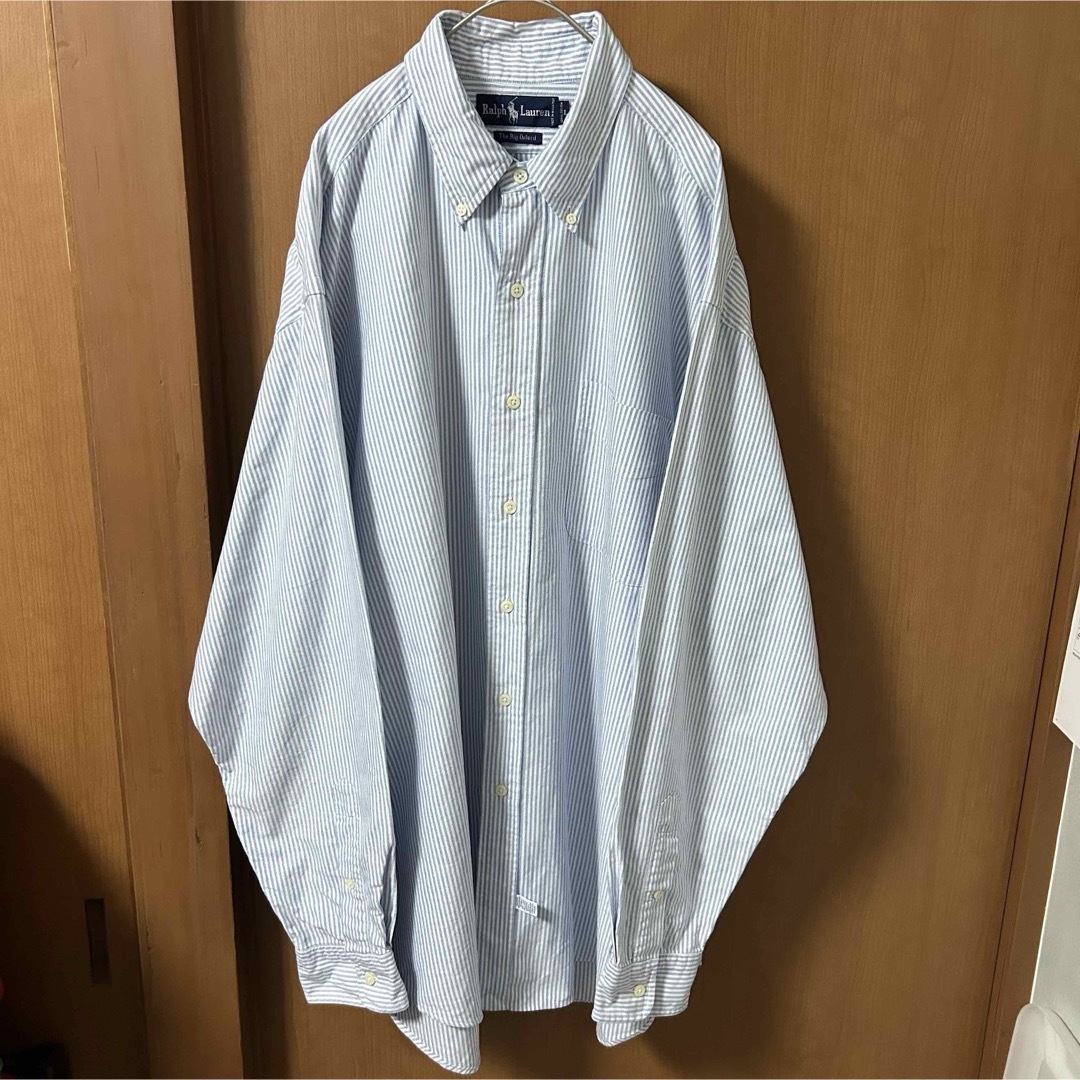 POLO RALPH LAUREN(ポロラルフローレン)の【美品】90s ラルフローレン the big oxford ストライプ ブルー メンズのトップス(シャツ)の商品写真