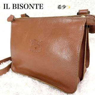 イルビゾンテ(IL BISONTE)の希少✨イルビゾンテ　ショルダーバッグ　双子　シボ革　ブラウン　ゴールド金具(ショルダーバッグ)