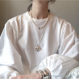 ヴィンテージシルバーイニシャルFパールネックレスsilver925vintage(ネックレス)