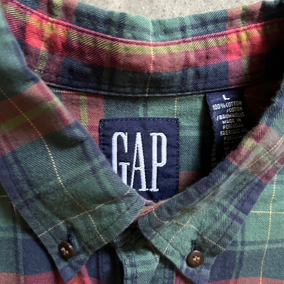 GAP(ギャップ)の90s old GAP オールドギャップ オンブレチェック風シャツ グリーン L メンズのトップス(シャツ)の商品写真