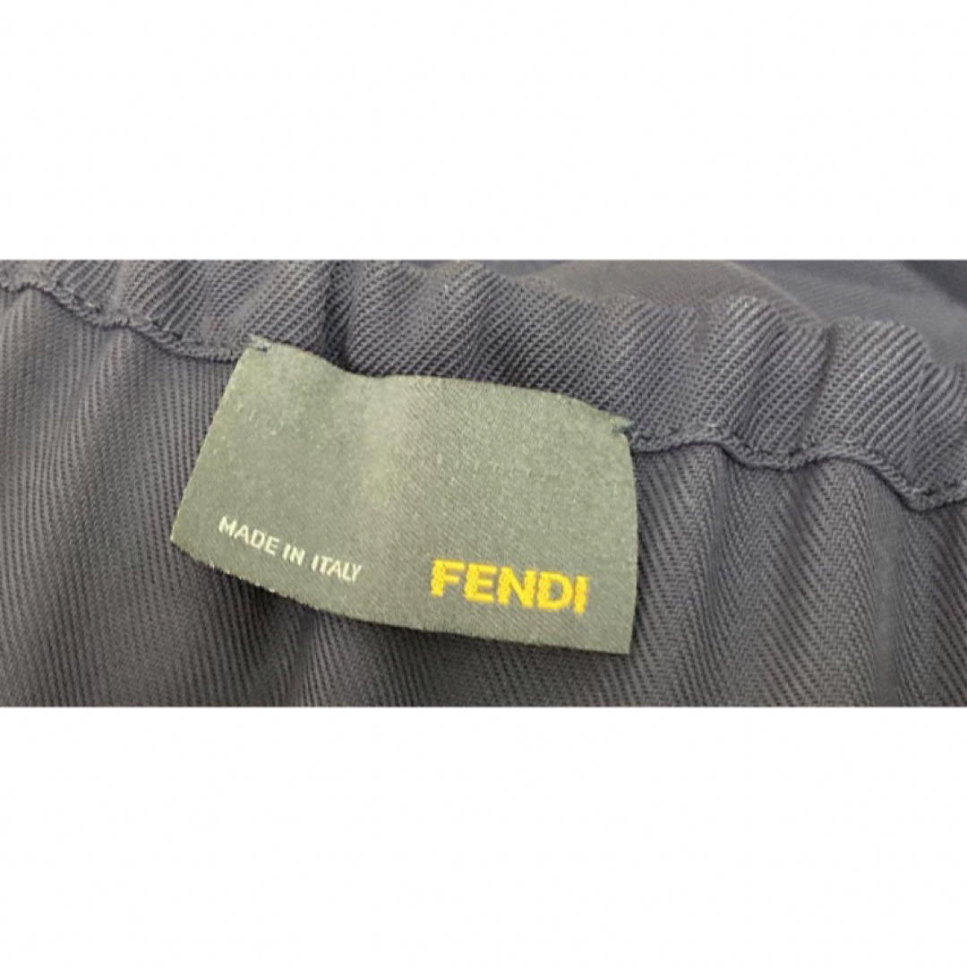 FENDI(フェンディ)の美品フェンディFENDI さらっと素材Aラインワンピース 42 ネイビー前リボン レディースのワンピース(ひざ丈ワンピース)の商品写真