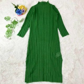 アメリヴィンテージ(Ameri VINTAGE)の美品✨ アメリ　PLAID SHEER TURTLE KNIT シアーニット(ロングワンピース/マキシワンピース)