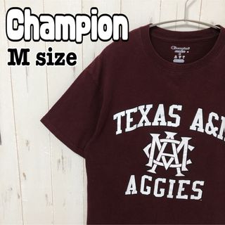 チャンピオン(Champion)のChampion チャンピオン Tシャツ ボルドー 半袖 Mサイズ 海外古着(Tシャツ/カットソー(半袖/袖なし))