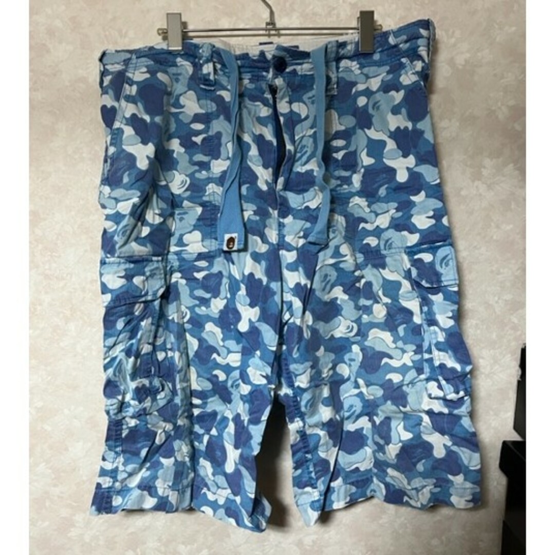 A BATHING APE - A BATHING APE ハーフパンツABCカモ2青の通販 A BATHING APE - A BATHING APE ハーフパンツABCカモ2青の通販