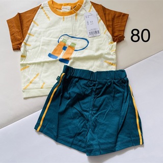 モイモルン(moimoln)の新品　モイモルン　半袖Tシャツ　セットアップ　80 パジャマ　ルームウェア(Ｔシャツ)