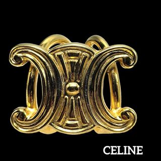 CELINE スカーフリング ヴィンテージ 大ぶり マカダム ゴールド