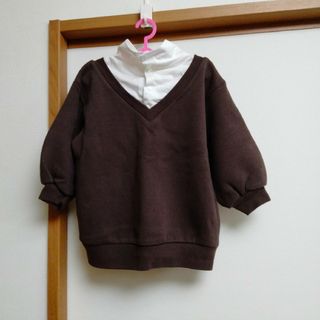 未使用　重ね着風トップス　100   チュニック 七分丈(Tシャツ/カットソー)