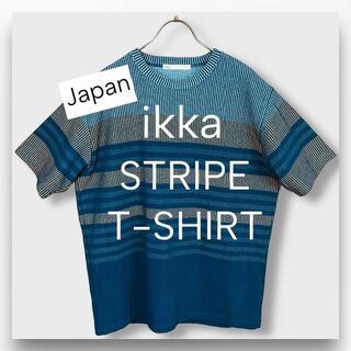 イッカ(ikka)の【イッカ】ikka ボーダーTシャツ L ネイビー メンズ ゆったり(Tシャツ/カットソー(半袖/袖なし))