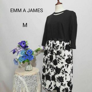 エマジェイム(EMMAJAMES)のエマジェイムス　極上美品　ドレス　ワンピース　パーティー　М　花柄(ひざ丈ワンピース)