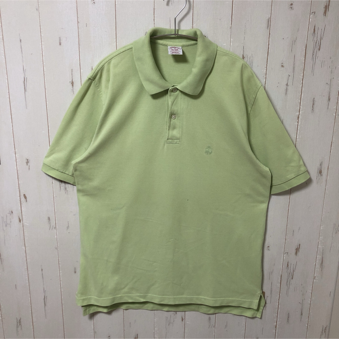 Brooks Brothers(ブルックスブラザース)のブルックスブラザーズ ポロシャツ 半袖 刺繍ロゴ 黄緑 Mサイズ 海外古着 メンズのトップス(ポロシャツ)の商品写真