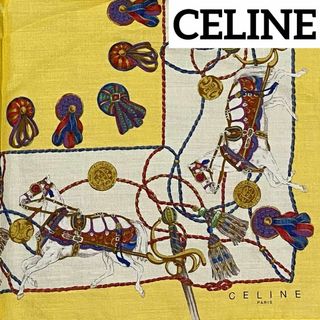 セリーヌ(celine)の美品 ★CELINE★ ハンカチ 馬 タッセル イエロー(ハンカチ)