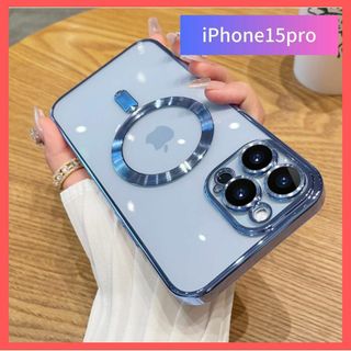 iPhone15pro ケース　ブルー　韓国　人気　おしゃれ　magface(iPhoneケース)