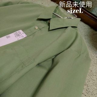 新品/L　吸汗速乾 パナマ 7分袖シャツ メンズ シャツ 爽やか 綿混