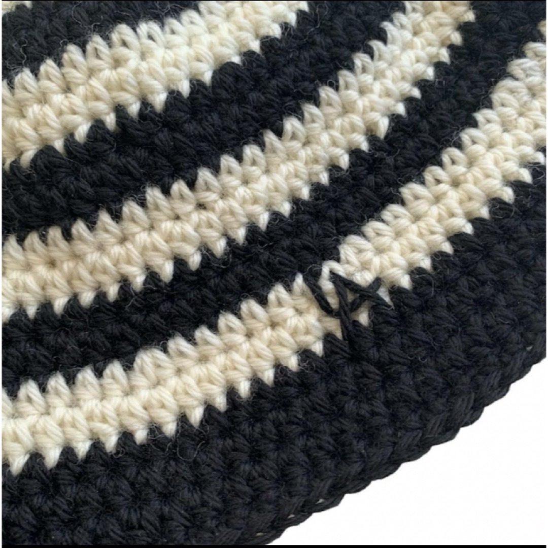 wool / LA ボーダー ビーニー クロシェハット クラッシャーハット メンズの帽子(ニット帽/ビーニー)の商品写真