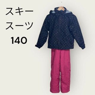 みっく様　スキーウェア 上下セット キッズ 140　子供 黒　ピンクパンツ(その他)