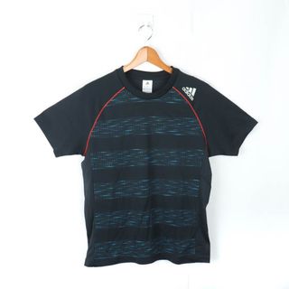 アディダス(adidas)のアディダス 半袖Tシャツ ボーダー柄 メッシュ スポーツウエア メンズ Mサイズ 紺×青 adidas(Tシャツ/カットソー(半袖/袖なし))