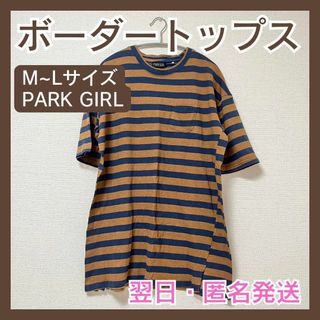 ボーダーTシャツ　Tシャツ　レディース　五分丈　半袖　ブラウン　ネイビー(Tシャツ(半袖/袖なし))