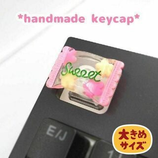 自作キーキャップ　袋入りキャンディー ピンク　花　ピンクxオレンジ キートップ(PC周辺機器)