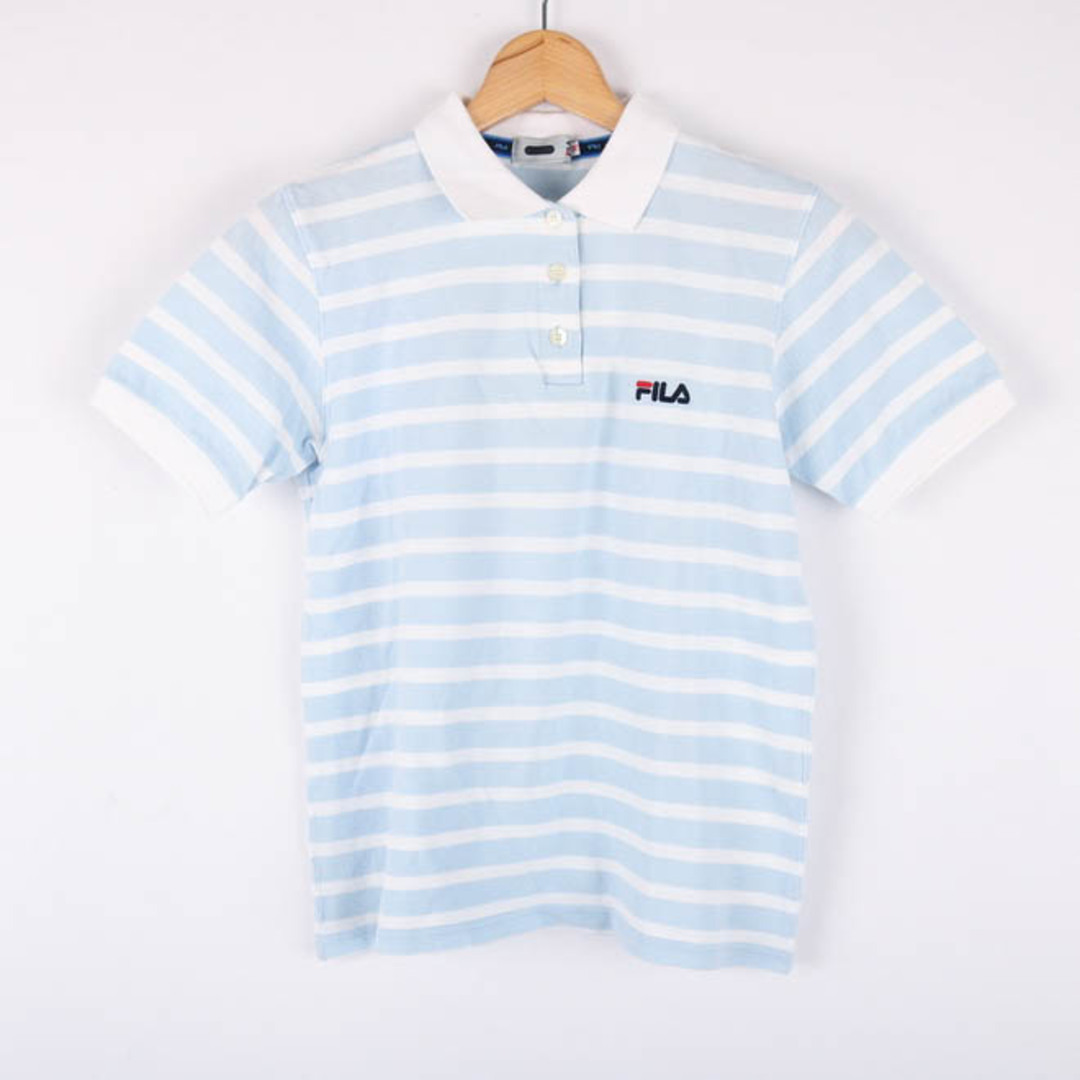 FILA(フィラ)のフィラ ポロシャツ 半袖 トップス カットソー スポーツウエア ジムウエア レディース Mサイズ ブルー ホワイト FILA レディースのトップス(ポロシャツ)の商品写真