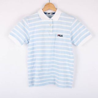 フィラ(FILA)のフィラ ポロシャツ 半袖 トップス カットソー スポーツウエア ジムウエア レディース Mサイズ ブルー ホワイト FILA(ポロシャツ)