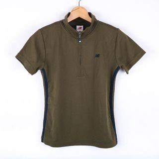 ニューバランス(New Balance)のニューバランス 半袖Tシャツ トップス カットソー スポーツウエア ジムウエア ジップ レディース Mサイズ カーキ NEW BALANCE(Tシャツ(半袖/袖なし))