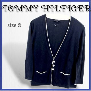 トミーヒルフィガー(TOMMY HILFIGER)の【極美品】TOMMYHILFIGER レディース カーディガン S ネイビー(カーディガン)